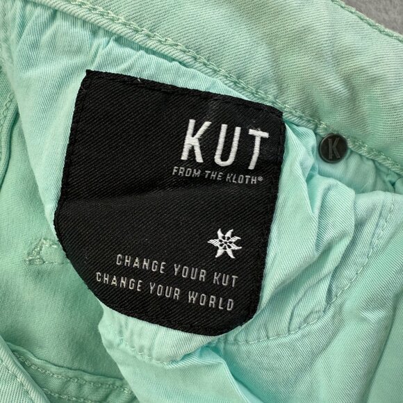 Kut From The Kloth Amy Crop Straight Leg Mint Seafoam Pants Rolled Cuff Size 10 - Picture 12 of 16